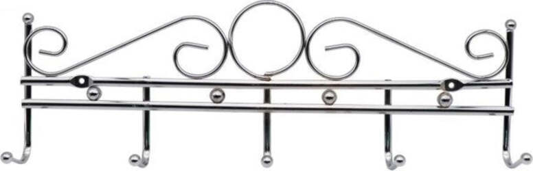 Appendiabiti-Attaccapanni-In-Metallo-Colore-Silver-A-Parete-5-Posti-Ganci-40x12