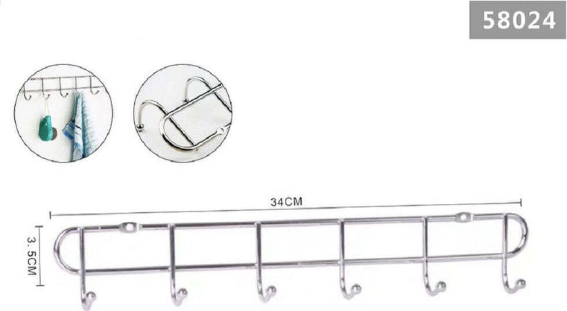 Appendiabiti Attaccapanni Vestiti A Parete Muro A 6 Posti Ganci 34x3,5cm 58024 Casa e cucina/Bagno/Mobili da bagno/Portasciugamani/Ganci portasciugamani Trade Shop italia - Napoli, Commerciovirtuoso.it