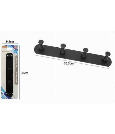 Appendiabiti Con 4 Ganci Nero Per Accappatoio Bagno Cucina Casa Da Parete 59753