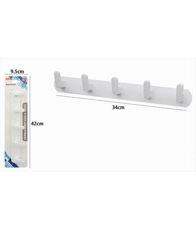 Appendiabiti Con 5 Ganci Appendino Asciugamano Da Bagno Casa Cucina Bianco 59744