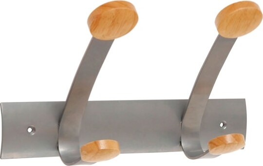 Appendiabiti da muro - 30x11 2x17 5 cm - 2 posti - metallo-legno - grigio metallo e legno chiaro - Alba Casa e cucina/Arredamento/Ingresso/Appendiabiti Eurocartuccia - Pavullo, Commerciovirtuoso.it