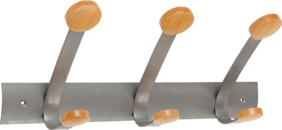 Appendiabiti da muro - 45x11 2x17 5 cm - 3 posti - metallo-legno - grigio metallo e legno chiaro - Alba Casa e cucina/Arredamento/Ingresso/Appendiabiti Eurocartuccia - Pavullo, Commerciovirtuoso.it