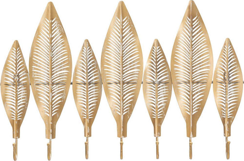 Appendiabiti-da-parete-foglie-struttura-in-metallo-color-oro-con-7-ganci-per-interni