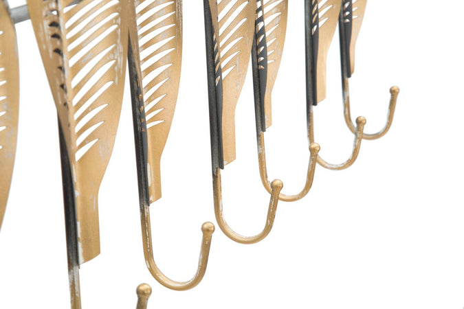 Appendiabiti-da-parete-foglie-struttura-in-metallo-color-oro-con-7-ganci-per-interni