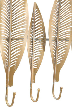 Appendiabiti-da-parete-foglie-struttura-in-metallo-color-oro-con-7-ganci-per-interni