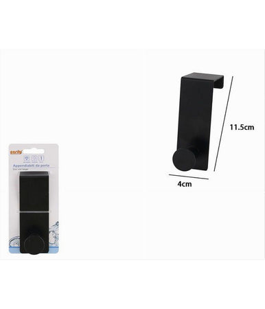 Appendiabiti Da Porta Con 1 Gancio 4x11.5 Cm Nero Per Asciugamani Vestiti 87774