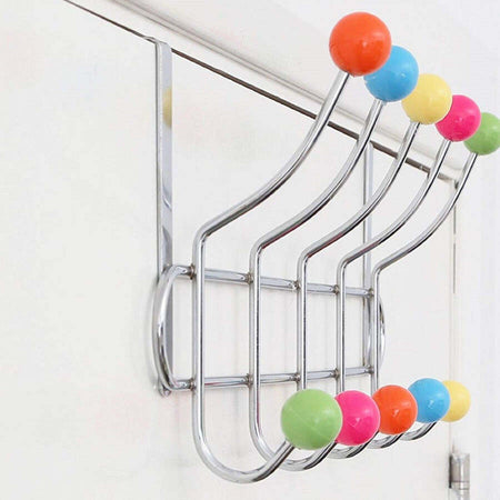Appendiabiti-Da-Porta-Con-10-Ganci-E-Pomelli-Multicolore-Gancio-Dietro-Porta