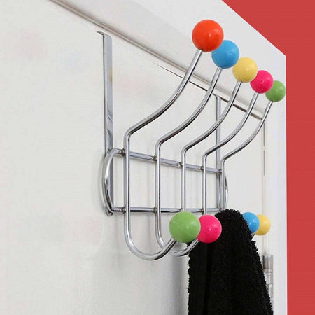 Appendiabiti-Da-Porta-Con-10-Ganci-E-Pomelli-Multicolore-Gancio-Dietro-Porta