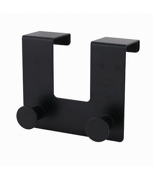 Appendiabiti Da Porta Con 2 Ganci 12.5x11.5cm Nero Per Asciugamani Vestiti 87775