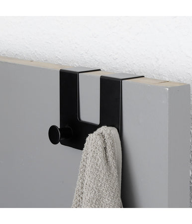 Appendiabiti Da Porta Con 2 Ganci 12.5x11.5cm Nero Per Asciugamani Vestiti 87775