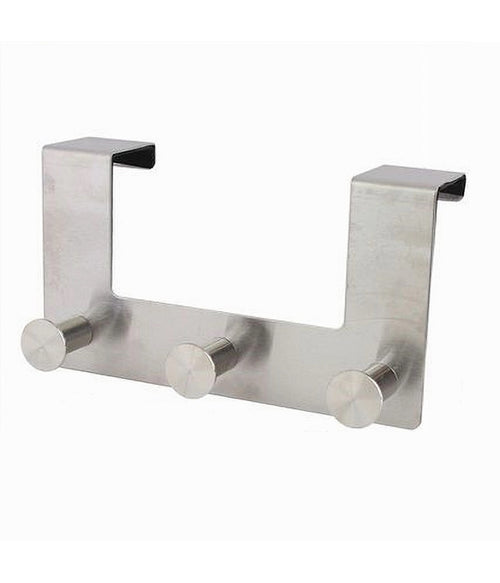 Appendiabiti Da Porta Con 3 Ganci 19.5 X 11.5cm Silver Asciugamani Vestiti 87784