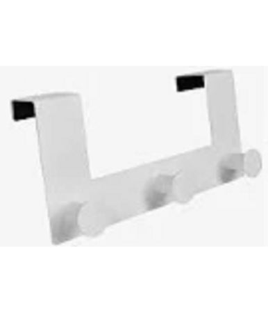 Appendiabiti Da Porta Con 3 Ganci 19.5x11.5 Cm Bianco Asciugamani Vestiti 87780