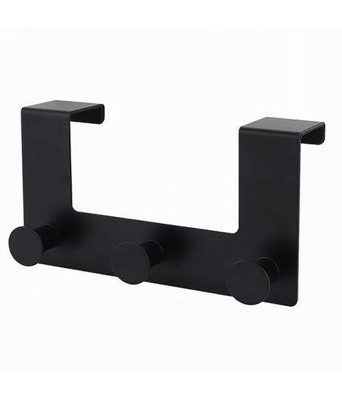 Appendiabiti Da Porta Con 3 Ganci 19.5x11.5cm Nero Per Asciugamani Vestiti 87776