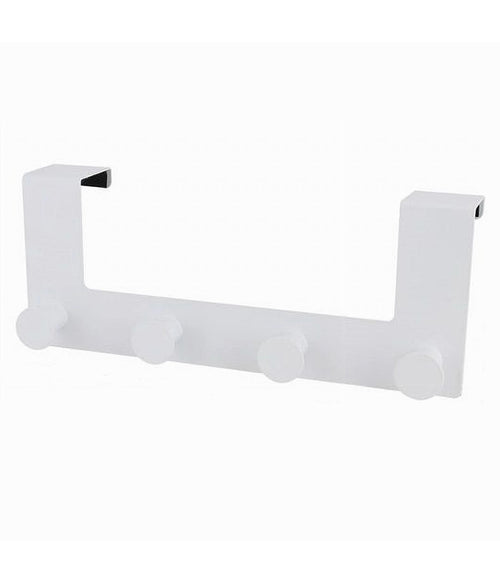 Appendiabiti Da Porta Con 4 Ganci 27x11.5cm Bianco Per Asciugamani Vestiti 87781
