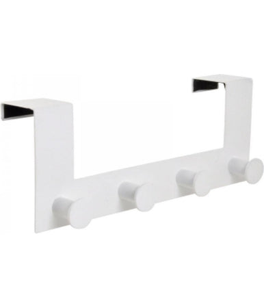Appendiabiti Da Porta Con 4 Ganci 27x11.5cm Bianco Per Asciugamani Vestiti 87781