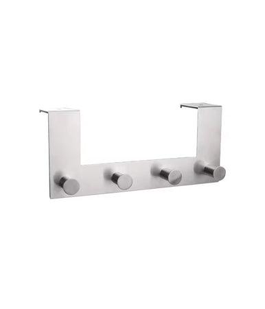 Appendiabiti Da Porta Con 4 Ganci 27x11.5cm Silver Per Asciugamani Vestiti 87785