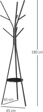 Appendiabiti Da Terra Attaccapanni In Metallo E Legno Nero 45 X 45 X 180 Cm Casa e cucina/Arredamento/Ingresso/Appendiabiti Trade Shop italia - Napoli, Commerciovirtuoso.it