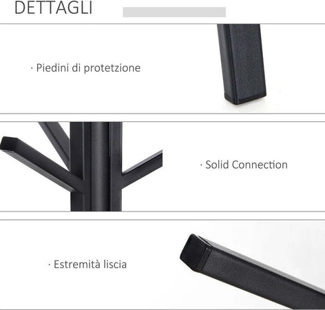 Appendiabiti Da Terra Attaccapanni In Metallo E Legno Nero 45 X 45 X 180 Cm Casa e cucina/Arredamento/Ingresso/Appendiabiti Trade Shop italia - Napoli, Commerciovirtuoso.it