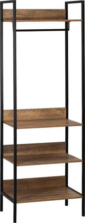 Appendiabiti-da-Terra-con-1-Asta-e-4-Ripiani-Aperti-in-Truciolato-e-Acciaio,-60x40x180-cm,-Marrone-HJ8850-148HJ8