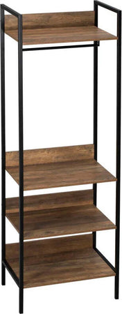 Appendiabiti-da-Terra-con-1-Asta-e-4-Ripiani-Aperti-in-Truciolato-e-Acciaio,-60x40x180-cm,-Marrone-HJ8850-148HJ8