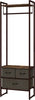 Appendiabiti-da-Terra-con-Asta,-3-Cassetti-e-Ripiani,-in-Legno-MDF-e-Acciaio,-58.5x30x178-cm,-Marrone-JH3850-296V00RBJH3