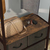 Appendiabiti-da-Terra-con-Asta,-3-Cassetti-e-Ripiani,-in-Legno-MDF-e-Acciaio,-58.5x30x178-cm,-Marrone-JH3850-296V00RBJH3