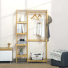 Appendiabiti-da-Terra-in-Legno-di-Bambù,-Attaccapanni-con-Mensole-Laterali-per-Ingresso-e-Camera-da-Letto,-90x30x155cm-LM9850-158LM9