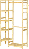 Appendiabiti-da-Terra-in-Legno-di-Bambù,-Attaccapanni-con-Mensole-Laterali-per-Ingresso-e-Camera-da-Letto,-90x30x155cm-LM9850-158LM9