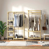 Appendiabiti-da-Terra-in-Legno-di-Bambù,-Attaccapanni-con-Mensole-Laterali-per-Ingresso-e-Camera-da-Letto,-90x30x155cm-LM9850-158LM9