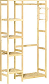 Appendiabiti-da-Terra-in-Legno-di-Bambù,-Attaccapanni-con-Mensole-Laterali-per-Ingresso-e-Camera-da-Letto,-90x30x155cm-LM9850-158LM9