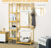 Appendiabiti-da-Terra-in-Legno-di-Bambù,-Attaccapanni-con-Mensole-Laterali-per-Ingresso-e-Camera-da-Letto,-90x30x155cm-LM9850-158LM9