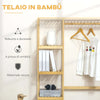 Appendiabiti-da-Terra-in-Legno-di-Bambù,-Attaccapanni-con-Mensole-Laterali-per-Ingresso-e-Camera-da-Letto,-90x30x155cm-LM9850-158LM9