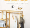 Appendiabiti-da-Terra-in-Legno-di-Bambù,-Attaccapanni-con-Mensole-Laterali-per-Ingresso-e-Camera-da-Letto,-90x30x155cm-LM9850-158LM9
