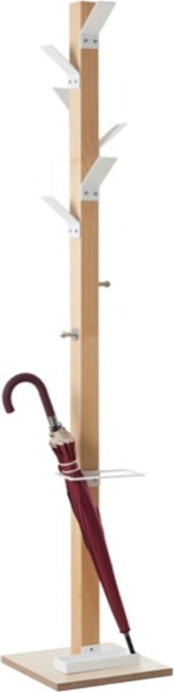 Appendiabiti Easycloth - 35x35x180 cm - 6 posti - con portaombrelli - legno-bianco - Paperflow Casa e cucina/Arredamento/Ingresso/Appendiabiti Eurocartuccia - Pavullo, Commerciovirtuoso.it