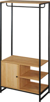 Appendiabiti-in-Acciaio-e-Legno-Stile-Industriale-con-Scarpiera-e-Ripiani,-80x40x180cm-KI6850-262V00NDKI6