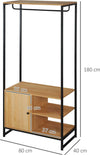Appendiabiti-in-Acciaio-e-Legno-Stile-Industriale-con-Scarpiera-e-Ripiani,-80x40x180cm-KI6850-262V00NDKI6