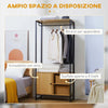 Appendiabiti-in-Acciaio-e-Legno-Stile-Industriale-con-Scarpiera-e-Ripiani,-80x40x180cm-KI6850-262V00NDKI6