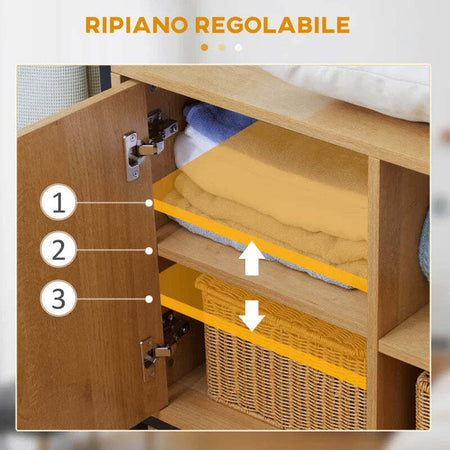 Appendiabiti-in-Acciaio-e-Legno-Stile-Industriale-con-Scarpiera-e-Ripiani,-80x40x180cm-KI6850-262V00NDKI6