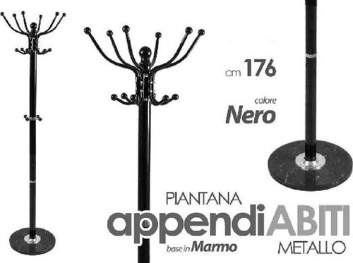 Appendiabiti Nero 176 Cm In Metallo Attaccapanni Con Piantana Base In Marmo Casa e cucina/Arredamento/Ingresso/Appendiabiti Trade Shop italia - Napoli, Commerciovirtuoso.it