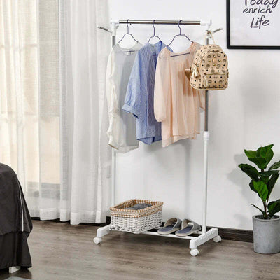 Appendiabiti-Stender-ad-Altezza-Regolabile-con-Fondo-Portaoggetti-e-4-Ruote,-68.5x42x87-145-cm-DS7850-116DS7