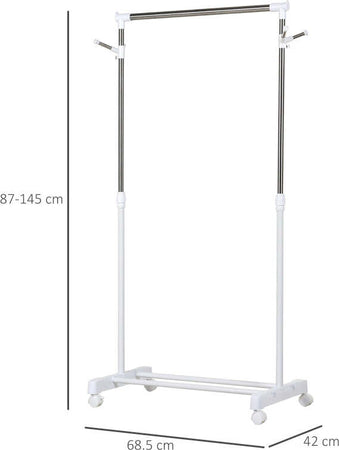 Appendiabiti-Stender-ad-Altezza-Regolabile-con-Fondo-Portaoggetti-e-4-Ruote,-68.5x42x87-145-cm-DS7850-116DS7
