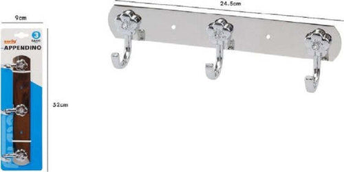 Appendino-3-Ganci-Fiori-Fissaggio-Parete-Multiuso-Acciaio-Viti-25x7.5cm-52673
