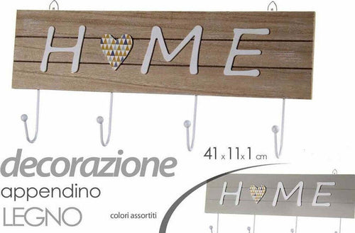 Appendino Appendi Abiti Da Parete Legno Gancio A 4 Decoro Home 41x11x1cm 745693 Casa e cucina/Arredamento/Ingresso/Appendiabiti a parete Trade Shop italia - Napoli, Commerciovirtuoso.it