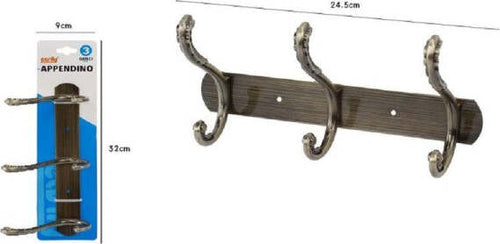 Appendino-Con-3-Ganci-A-Farfalla-Parete-Multiuso-Viti-25x5.5cm-52184-Appendiabiti