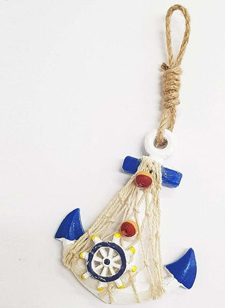 Appendino Da Parete Ancora Timone Rete Blu Bianco Shabby Marino Decorazione Attaccapanni Trade Shop italia - Napoli, Commerciovirtuoso.it