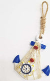 Appendino-Da-Parete-Ancora-Timone-Rete-Blu-Bianco-Shabby-Marino-Decorazione