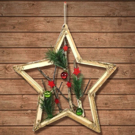 Appendino Forma Stella In Legno Con Rami Palline 42cm Rosso Decorazione Natale Casa e cucina/Decorazioni per interni/Addobbi e decorazioni per ricorrenze/Decorazioni natalizie/Presepi/Statuine e fondali per il presepe Trade Shop italia - Napoli, Commerciovirtuoso.it