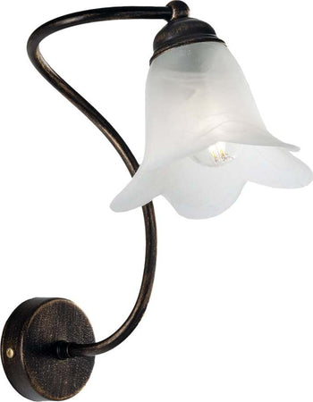 Applique-1-Luce-Alice-Ferro-Battuto-Marrone-E-Oro-Vetro-Bianco