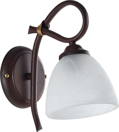 Applique-1-Luce-Dallas-Ferro-Battuto-Nero-E-Ruggine-Vetro-Bianco
