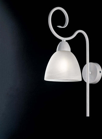 Applique-1-Luce-Ferro-Batturo-Bianco-Shabby-e-Vetro-Bianco-Serie-Aurelio